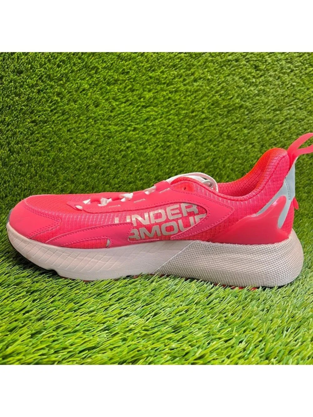 Under Armour HOVR Mega 2 Mens Size 12 Pink Gray Athletic Running Shoes Sneakers